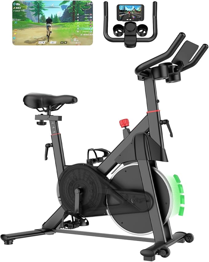 MJWW Exercise Bike, 32-Level Magnetic Resistance Stationary Bikes for Home, Low Noise 300LBS Weight Capacity Workout Cycling Bike for Home Gym with Pad Mount, LCD Monitor, Cup Holder