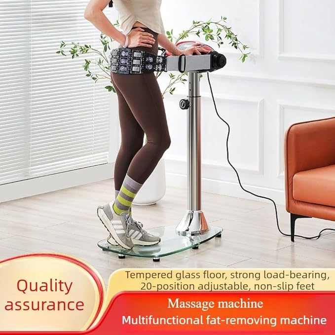 Vibration Fat Burning Machine - 20-Speed Whole Body Slimming Massager with Adjustable Straps, 360° Rolling Massage Beads for Waist/Hips/Arms/Legs, Compact Home Fitness Equipment