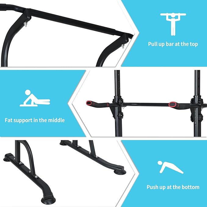 Adjustable Height Dip Bar Station, Heavy Duty Dip Station for Home Gym,Multi-function Dip Station Pull Up Bar Full Body Strength Training Workout Fitness Equipment for Tricep Dips
