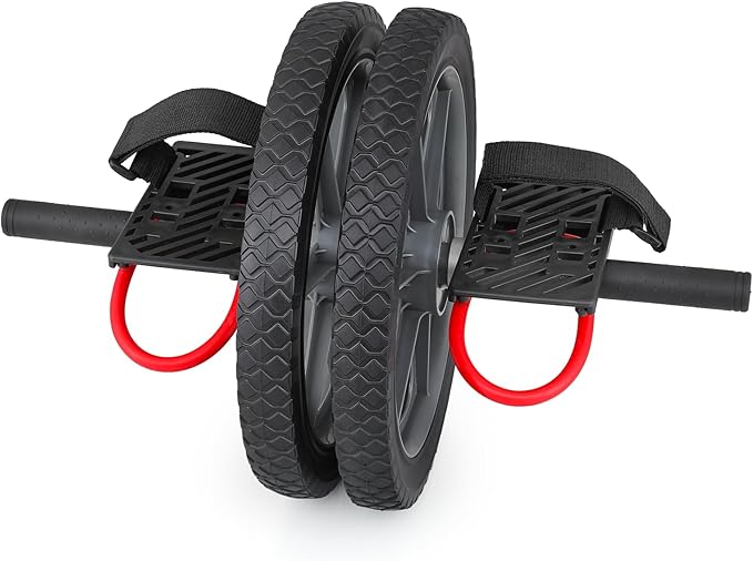 Ab Roller Wheel with Foot Straps, Ab Roller Workout Fitness Equipment for Abdominal and Core Strength Training, Exercise Wheel for Men Women, Ab Machine for Home Gym Workout