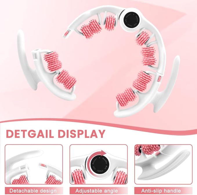Cellulite Massage Tool, Lymphatic Drainage Cellulite Remover for Legs, Anti-Cellulite Massager with Detachable Roller Handles for Thighs, Legs & Buttocks(Color:Pink)