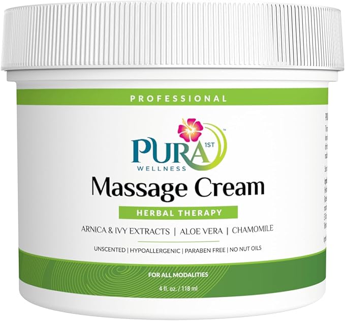 Herbal Therapy 4 Fl oz Massage Cream, Aloe Vera, Professional, Massage Therapy, Deep Tissue, Unscented, Hypoallergenic, Natural Ingredients, Skin Hydrating, Moisturizing, Muscle Relief