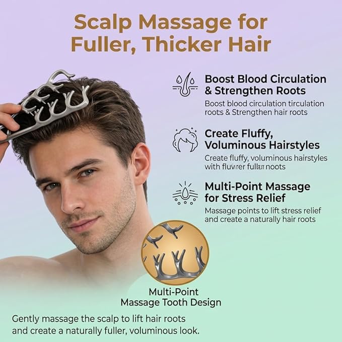 Scalp Massager for Stress Relief, 10-Finger Deep Scalp Massager, Precision-Molded High-Performance Nylon Tool for Relaxation & Natural Hair Volume, Ideal for Home, Office & Shower（Black）