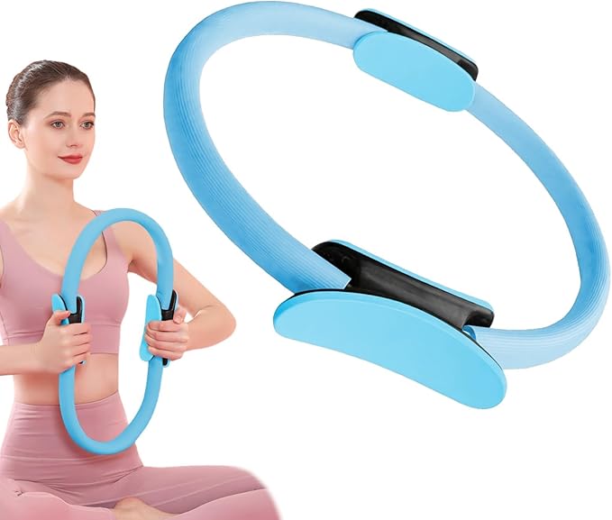 Pilates Ring Fitness Circle 14.96" Yoga Rings Magic Circle with Dual Padded Handles for Toning Arms, Thighs/Legs & Core
