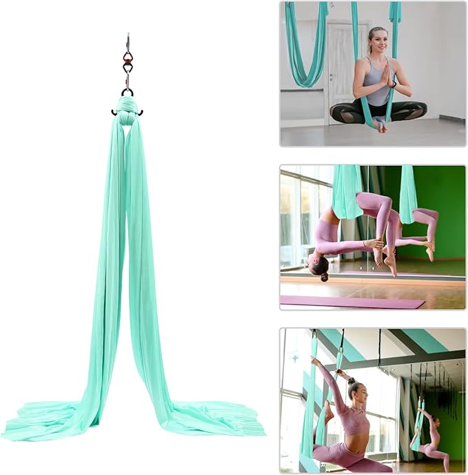 LOYALHEARTDY Aerial Silks Starter Kit, 11 Yards Equipment Set for Aerial Yoga, Durable Aerial Yoga Hammock Aerial Swing for Aerial Acrobatic, Aerial Dance & All Levels (L:10m W:2.6m)