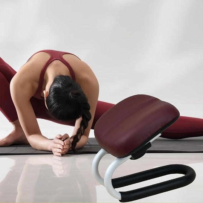 Meditation Bench,Kneeling Stool Thick Cushion Prayer Seiza Chair Adjustable Height for Praying Yoga Zen Practice Mindfulness, Deep Red