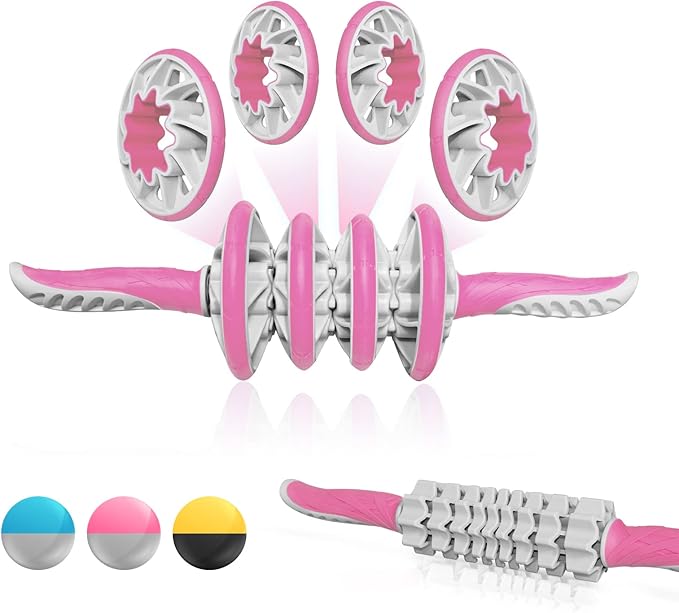 Yes4All, Premium Muscle Roller Stick/Combo With Foam Roller 24" For Everyone - Advanced Massage Roller For Relief Muscle Soreness With Trigger Points, Travel Size, 4 Wheels