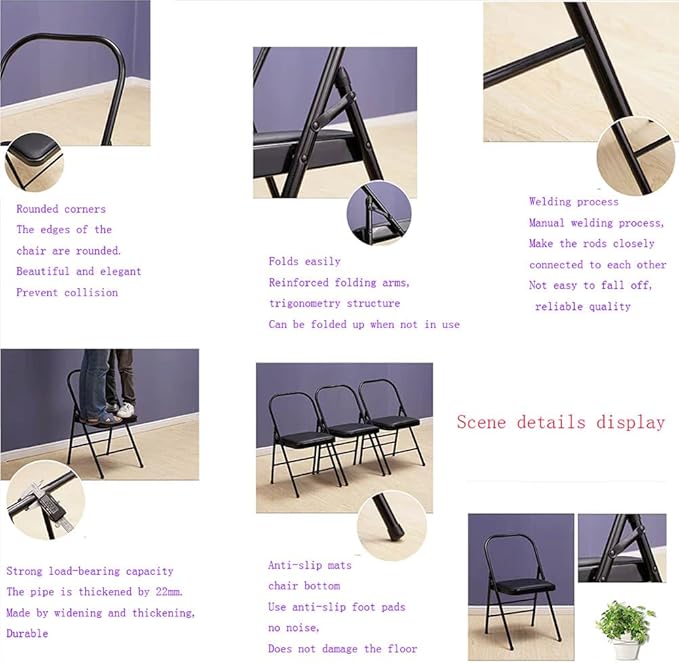 Iyengar Yoga Chair,Pilates Chair,Yoga Inversion Chair,Backless Yoga Chair Prop,Home Exercises Reinforced Design, Black-82cm×45cm