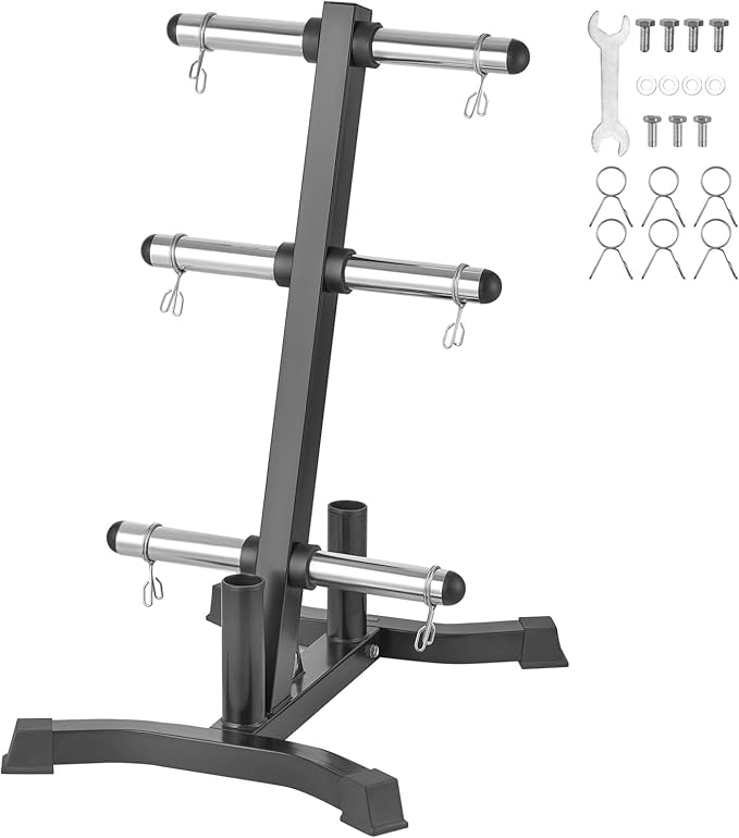 VEVOR Weight Plate Rack, L Frame Weight Plate Tree for 2-Inch Weight Plates, Standard Weight Plate Tree, 1000 lbs Load Capacity Weight Storage Holder, Home Gym Barbell Rack Storage Stand, Black