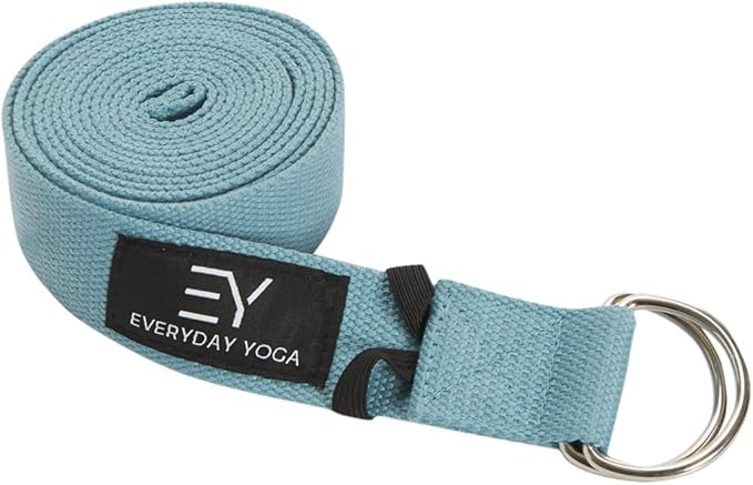 Everyday Yoga Strap with Metal D-Ring - Durable Stretching Strap for Yoga, Pilates, Flexibility & Physical Therapy (6ft, 8ft, 10ft)