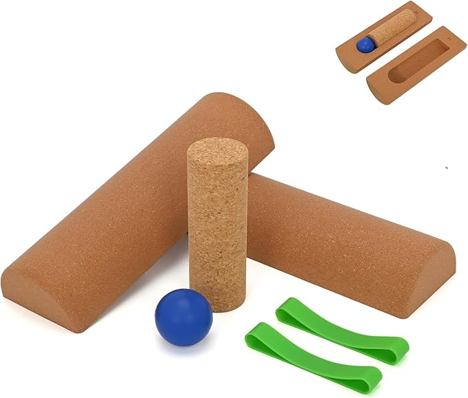 Cork Balance Board, Natural Cork Ankle Stability Trainer Kit, 4-in-1 Foot Strengthener for Enhanced Foot Strength, Prevent Falls, Balance Trainer