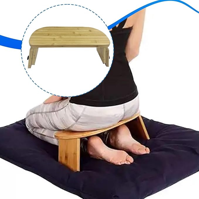 Meditation Bench Folding Wooden Kneeling Stool for Prayer Low Seat Adults