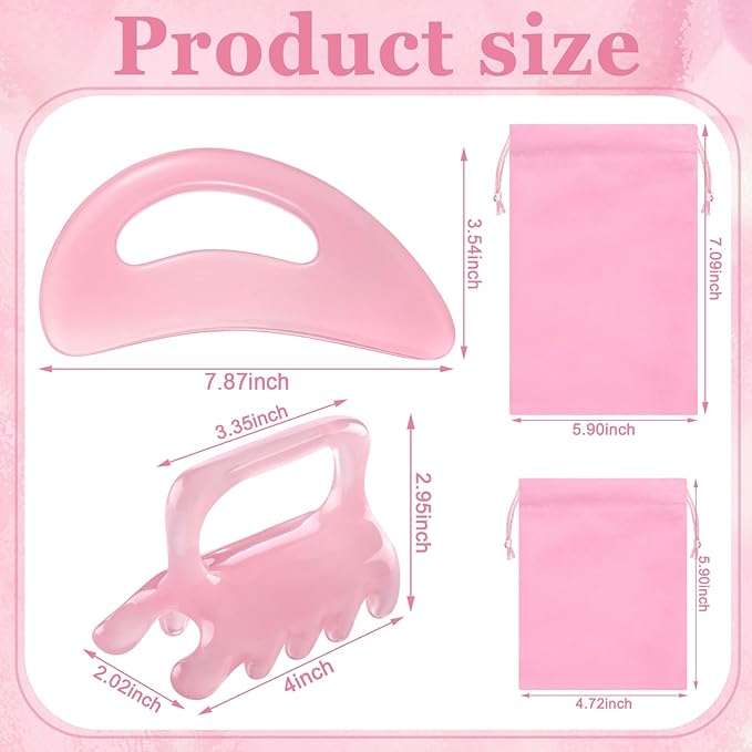 2Pack Fascia Massage Tool,Fascia Blaster for Cellulite Release Pink Resin Body Gua Sha Tool for Waist,Back,Legs,Face