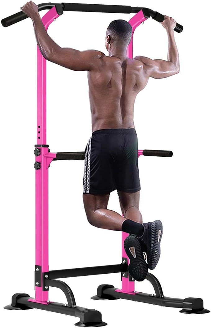 SogesHome Power Tower Pull Up Bar and Dip Station, Height Adjustable Dip Stand Exercise Machine for Home Gym, Multi-Functional Free Standing Strength Training Fitness Workout Station