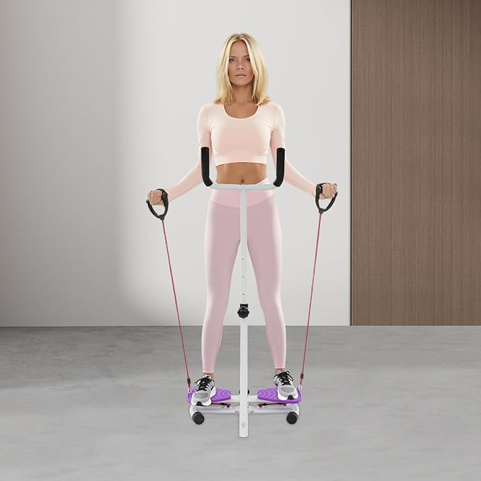 Waist Twisting Machine with Handlebar, 3 Gears Adjustable Ab Twister Machine with 2 Pull Cords, Ab Twist Board for Exercise 330lbs Load Capacity