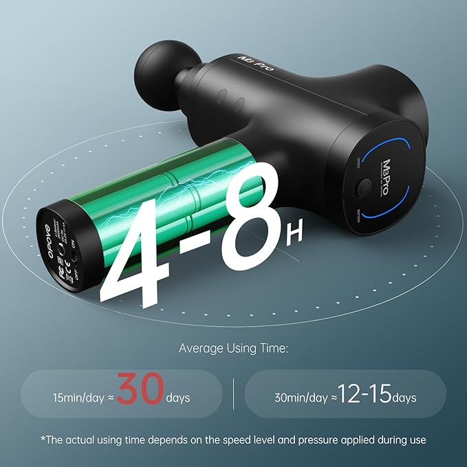 Opove M3 Pro 2 Massage Gun Deep Tissue Percussion Muscle Massager for Workout, Handheld Percussive Therapy Fascia Gun for Athletes Fast Recovery 4-8 Hours Long Battery Life, Powerful, Quiet, Black