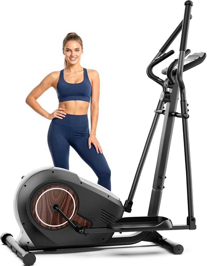 ANCHEER Elliptical Machine, Elliptical Exercise Machine for Home with Magnetic Driving System,14 Resistance Levels, Pulse & LCD Monitor, Elliptical Cardio, 400 Lbs Low Impact Elliptical
