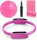 Tsikavo Pilates Ring, Pilates Ring Circle and Ball Set, 12 Inch Magic Circle Pilates Ring,9 Inch Small Exercise Ball,Resistance Bands Set, Home Pilates Equipment for Women