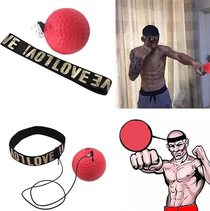 1Pc Red Boxing Reflex Ball,Boxing Equipment for Training at Home,Improve Reaction Speed and Hand Eye Coordination,Boxing Ball with Adjustable Elastic Head Band Speed and Agility,Sports Reaction Balls