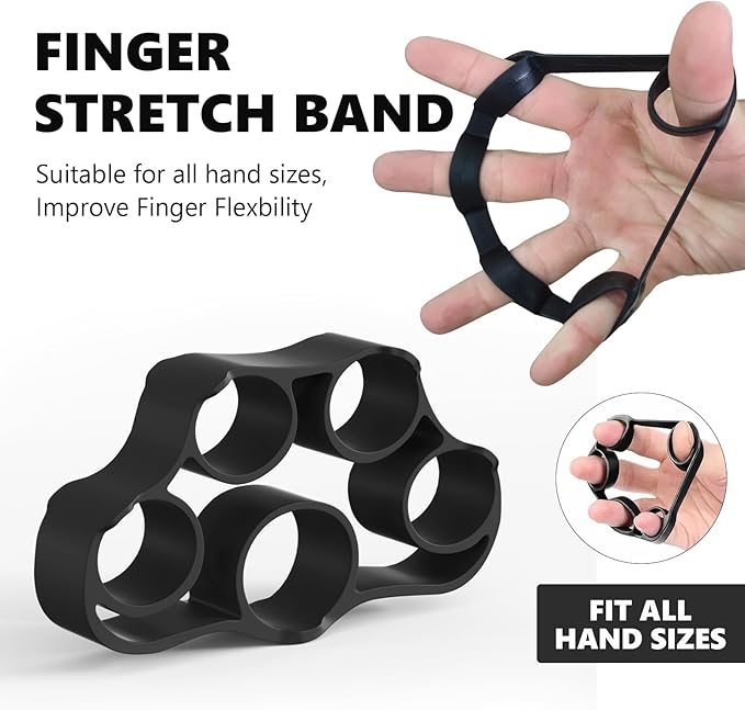 Professional Hand Grip Strengthener Trainer Kit, 50-175LB Metal Hand Gripper with 2 Finger Stretcher & 2 Grip Ring Wrist Foream Strengthener Exercise Workout Trainer for Pro Beginner Professionals