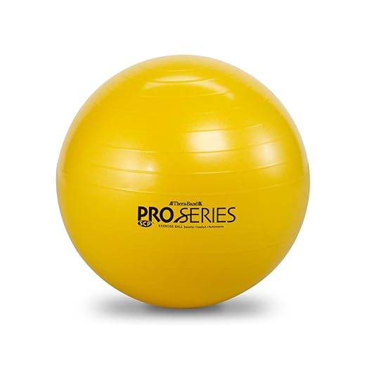 THERABAND Pro Series Exercise Ball, 18" Yellow Stability Ball for 4'7"–5' Users, Anti-Burst Yoga & Pilates Ball, Balance & Core Trainer, For Athletes Fitness at Gym & Home