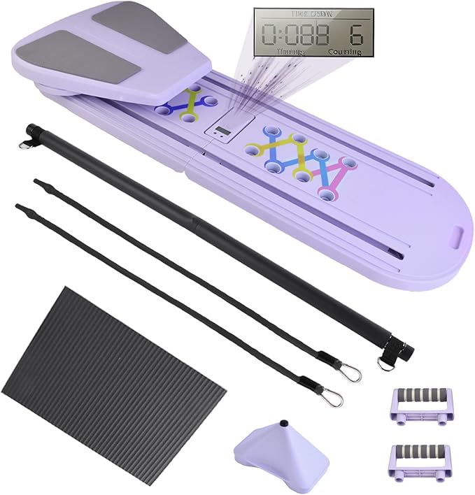 Pilates Board Foldable Pilates Reformer, 12-in-1 Multifunctional Portable Pilates Reformer Set