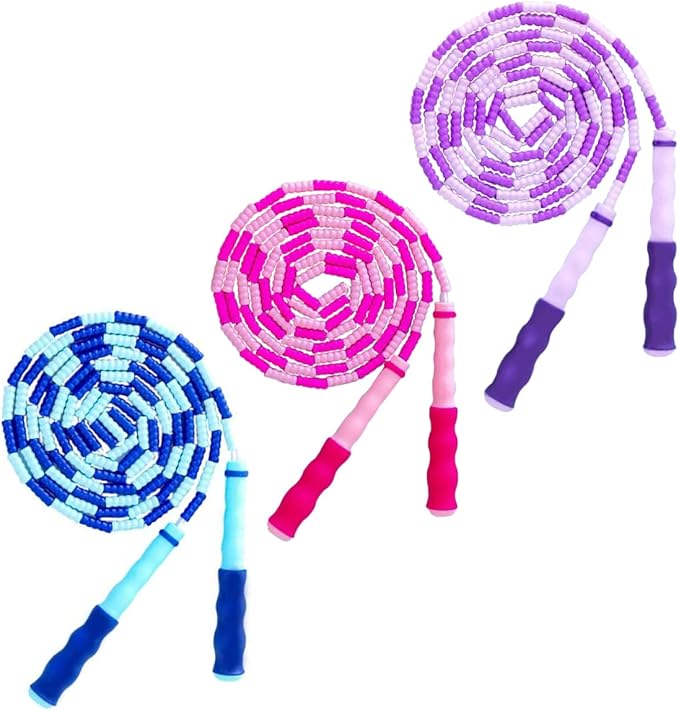 Jump Rope for Kids Girls and Boys, Soft Beaded Jump Ropes, Adjustable Skipping Rope, Tangle-Free Segmented Rope for Kid and Women Men Adults Exercise, Keeping Fit, Training - 9.2Ft