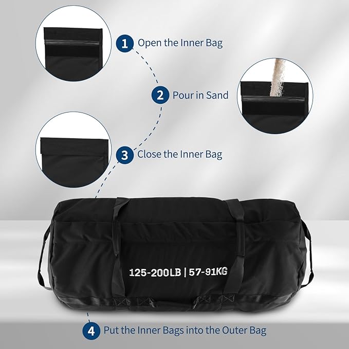 Sandbags for Workout,Adjustable Sand Bags for Fitness,Yoga, Strength Training and Full-Body Workouts,Black