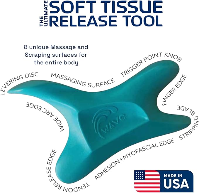 The Wave Tool, The Ultimate Soft Tissue Release Tool. Patented, Ergonomic Scraping and Massage Tool for Trigger Points, fascial Release, Muscle Aches, Pain, tendonitis, Scar Tissue, Athletic Recovery