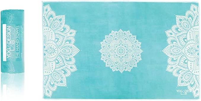 yogadesignlab | The Hand Towel | Premium Non Slip Hand Towel | Designed in Bali | Colorful Eco Printed + Quick Dry + Soft | Hot Yoga, Bikram, Ashtanga, Sport, Barre, Travel (Mandala Turquoise)
