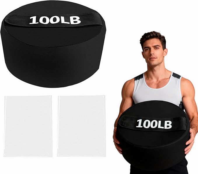 Adjustable Sandbag for Weight Training：100 LB Heavy Duty Sand Bags for Fitness & Workout, Gym & Home Exercise Equipment for Men or Women (Sand Not Included)