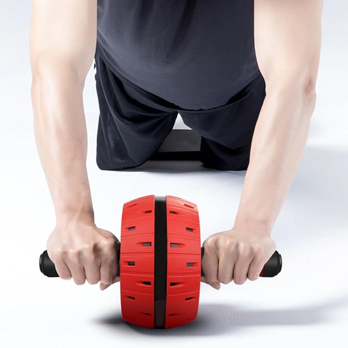 Ab Roller Wheel with Knee Pad Red Abdominal Muscle Trainer Wheel for Core Strength Exercise Suitable for Home Gym and Workout