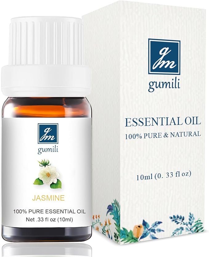 Jasmine Essential Oil - Pure Organic Jasmine Oil for Skin, Hair, Diffuser, Spray, Roll On, Body, Massage - Floral Scent, 10mL