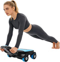 AB Roller Wheel, Four-Wheel Abdominal Roller with Elbow Support, 17.1x16.1in Abdominal Core Training 4 Wheel Roller Equipment, Foldable Dual Handles, Built-In Phone Holder