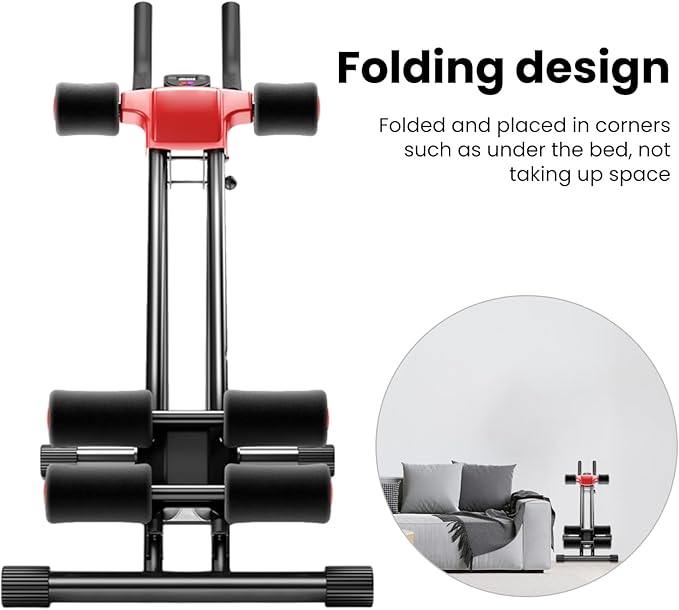 Ab Workout Equipment, Height Adjustable ab Trainer, Ab Machine Abdominal Exercise Equipment for Home Gym, Full Body Workout Equipment, Foldable Waist Trainer Suitable for Beginner