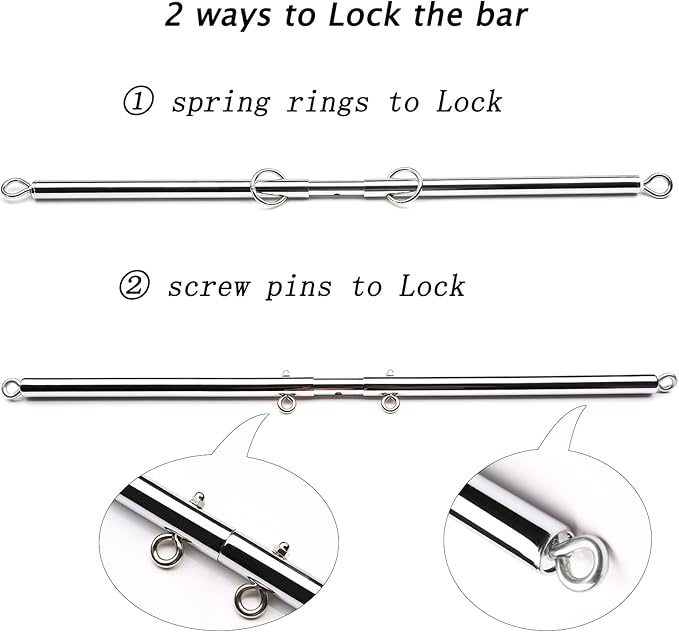 Sovyime Black Portable Exercise Spreader Bar, Restore Pilates Sports Aid Training Fitness Gear Pilates Aid Kit, Home Yoga Gym Kit (Silver)