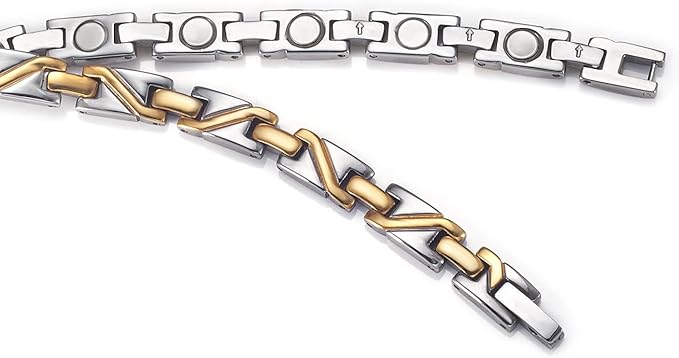 Titanium Gold & Silver Gradient Magnetic Necklace for Men & Women, Fashion Jewelry