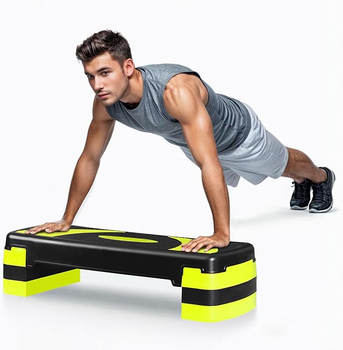 HomGarden Adjustable Workout Aerobic Stepper in Fitness & Exercise Step Platform Trainer Stepper w/Risers Adjust 4"-6''-8''