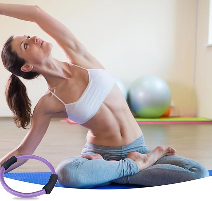 Pilates Ring, Flexible Ring Fitness 14" Yoga Rings Magic Circle with Dual Padded Handles, Fitness Circle for Toning Arms, Thighs/Legs & Core Home Exercise Equipment