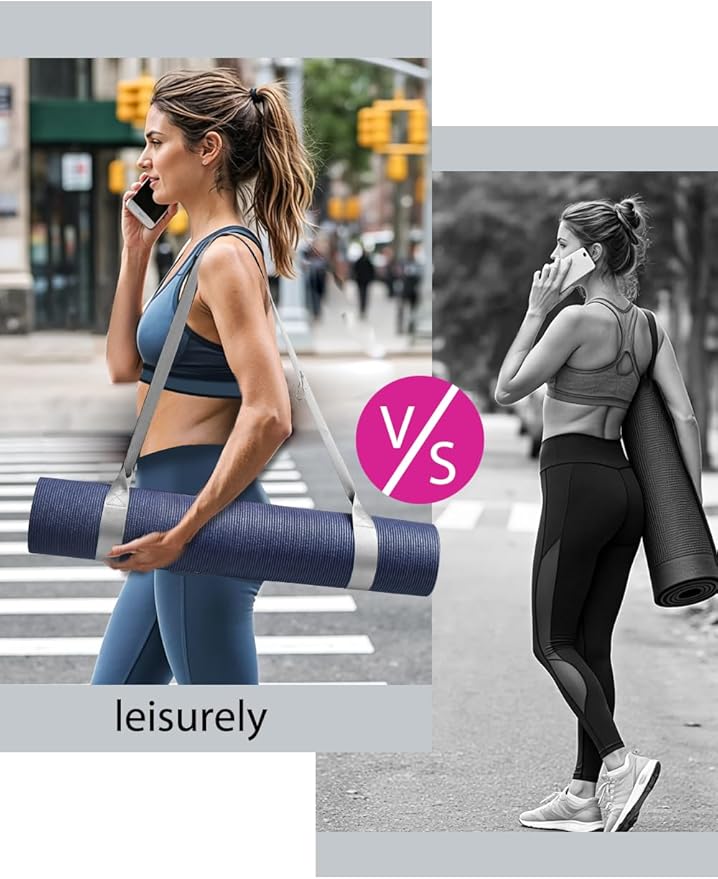 Yoga Mat Strap with Carabiner Clip, Adjustable Carrier for Yoga Mats, Silver Gray [MAT NOT Included]