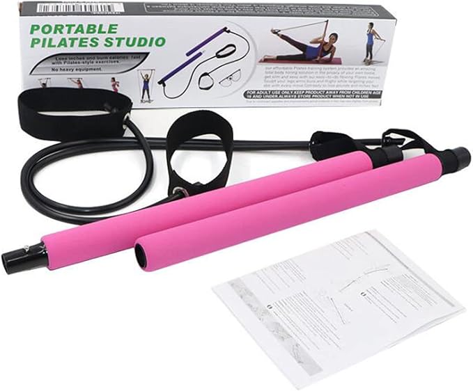 Pilates Bar Kit with Resistance Bands, Pilates Bar for Legs, Hip, Waist and Arm Workout, Exercise Fitness Equipment for Women & Men Home Gym Yoga Pilates