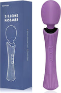 Handheld Wand Massager - Rechargeable Cordless Body Massager with 12 Vibration Patterns & 3 Speeds - Waterproof Silicone Percussion Massager for Neck, Shoulder, Back Muscle Relief - Rose Purple