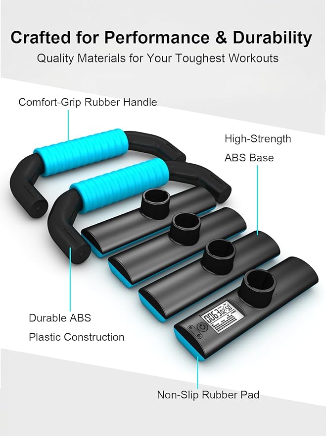 Push Up Bars Strength Training - Pushup Handles With Rubber Grip, Home Fitness Equipment with Anti-Slip Sturdy Structure Floor Workouts Push Up Stands for Man Women