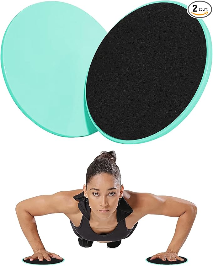 Exercise Core Sliders Glid Discs 2 Pack - Dual-Sided Workout Sliding Discs for Home Gym, Pilates, Physical Therapy, Ab & Full Body Training