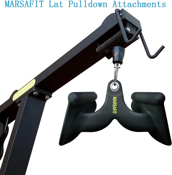 Home Gym Fitness Rowing T-bar V-bar Pulley Cable Machine Attachment, Bicep Curl Tricep LAT pulldown Bar Back Strength Training Handle Grips LAT Pull Down Bar for Seat Row Workout