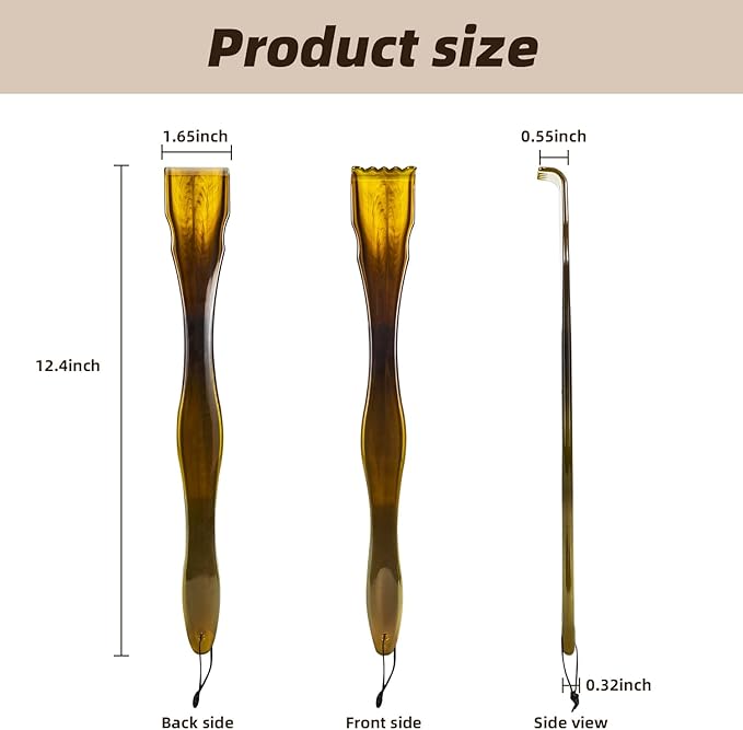 1-Piece Imitation Cow Horn Back Scratcher as Delicate and Smooth as a Gemstone, 12.4-Inch Long Handle Back Scratcher, Suitable for Adult Women and Man, As A Gift for Loved Ones(F-Brown-1)