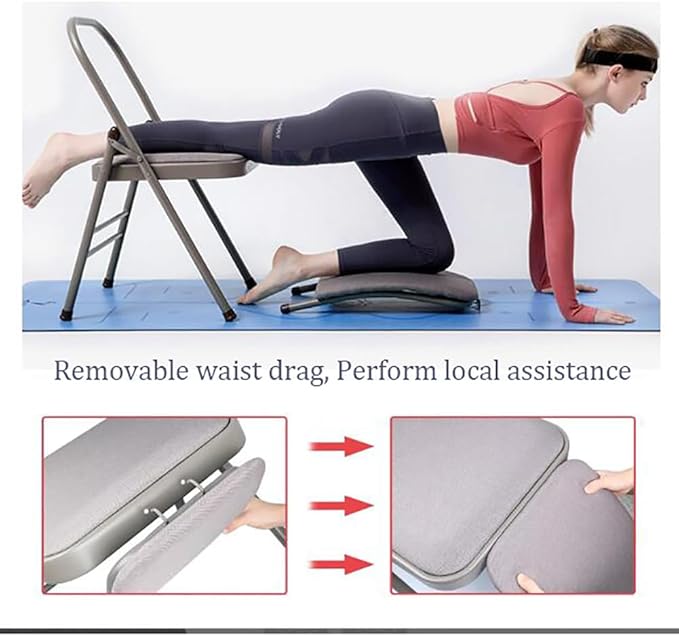 Pilates Yoga Chair,Iyengar Yoga Chair,Yoga Inversion Chairyoga Assist Chair,with Lumbar Back Support,Backless Chair Yoga Chair,Blue