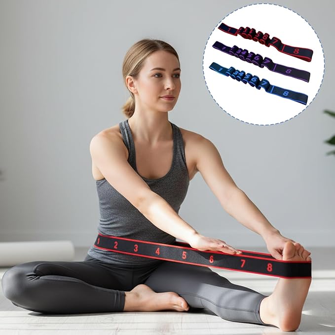Fitness Resistance Band for Stretching and Yoga, 3 PCS 8-Section Exercise Bands Resistance, Numbered Resistance Band with Clear Markings, Exercise Bands for Full-Body Stretching and Strength Training