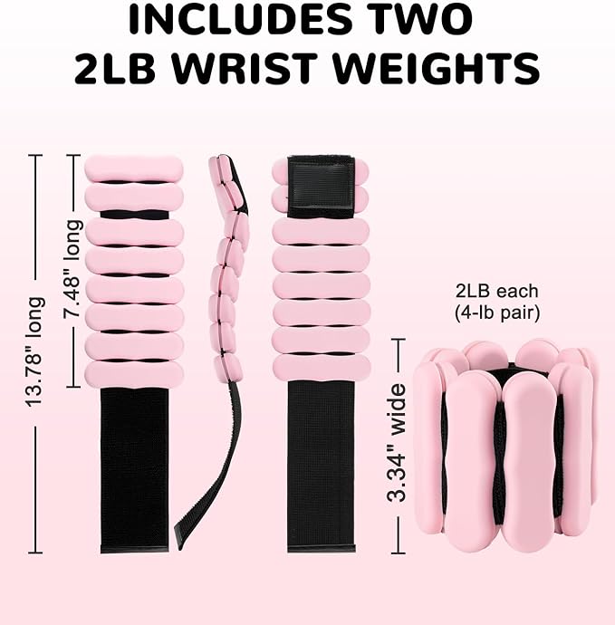 Wrist Ankle Weights for Women Men, Leg Arm Wrist Weights Bangles 1lb*2 2lb*2 Wearable Weights Pilates Weighted Bracelet for Strength Training Walking Swimming Yoga Physical Therapy