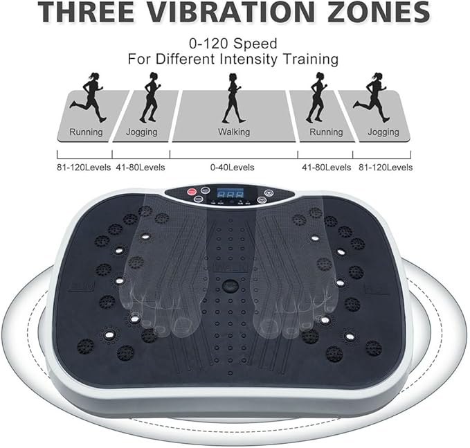 Vibration Plate Exercise Machine, Fitness Vibration Platform with 6 Modes & Remote Control, Whole Body Workout Plate for Weight Loss, Muscle Activation & Lymphatic Drainage, 300 lbs Capacity